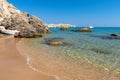 View on Tsampika Beach on Rhodes island in Greece Royalty Free Stock Photo