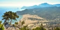View of Tsampika beach from the top of the mountain Royalty Free Stock Photo