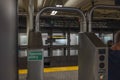 View of turnstile at entrance to subway at Penn Station, New York. Royalty Free Stock Photo