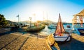 View of turquoise bay with colorful yachts of greek island Paros