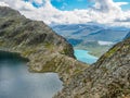 View lake gjende from the famous Besseggen hiking trail, Norway