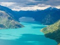 View lake gjende from the famous Besseggen hiking trail, Norway