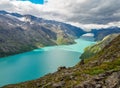 View lake gjende from the famous Besseggen hiking trail, Norway