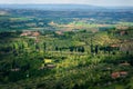 View of Tuscany landscape from the town of Cortona, in the province of Arezzo, Italy