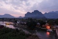 View twilight the river song, Laos. Royalty Free Stock Photo