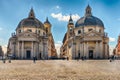 View of the twin churches, Piazza del Popolo, Rome, Italy Royalty Free Stock Photo