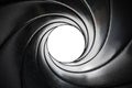 View through twisted gun barrel. 3D rendered illustration