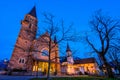 Two Churches in Interlaken at twilight time a resort town on the Aare River, between lakes Thun and Brienz in central Switzerland Royalty Free Stock Photo