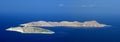 Panoramic view of two islands in Aegean sea, Rhodes island - Greece Royalty Free Stock Photo