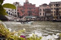 View of two men riding boat on Canal Grande Royalty Free Stock Photo