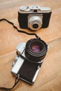 View of two old cameras Royalty Free Stock Photo