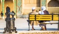Two old man sitting on bench in Yazd - Iran Royalty Free Stock Photo