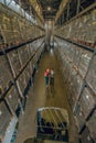 View of two people in megastore with lots of containers on the shelves