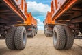 View through two rows of tippers close up Royalty Free Stock Photo