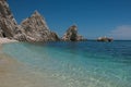 View of two sisters beach Spiaggia delle due sorelle at Conero mountain