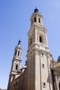 View of two towers of El Pilar, Zaragoza`s cathedral Royalty Free Stock Photo