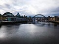 View of the Tyne Bridge and the Sage in Gateshead Royalty Free Stock Photo