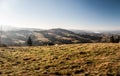 view from Tyniok hill in autumn Beskid Slaski mountains in Poland