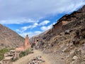 View of typical Berber village in the High Atlas Mountains. Imlil valley, Morocco.