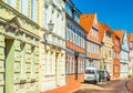 View of a typical German street with the traditional architecture. Stade, Germany Royalty Free Stock Photo