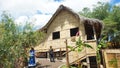 View of a typical house of the Ecuadorian coast in the Ciudad Mitad del Mundo turistic center near of the city of Quito