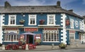 View of a typical Irish pub with a blue facade.