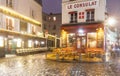 The View of typical paris cafe Consulat in Paris, Montmartre area , France. Royalty Free Stock Photo