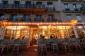 View of typical Parisian cafe Loulou . It is located on famous Saint Germain boulevard in Paris, France.