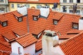 A view of typical Prague house with red tile roof Royalty Free Stock Photo