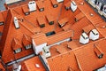 A view of typical Prague house with red tile roof Royalty Free Stock Photo