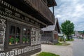 View of typical wooden houses in Cicmany, Slovakia