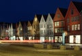 View of Tyskebryggen in Bergen at night, Norway