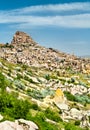 View of Uchisar from Pigeon Valley in Cappadocia, Turkey Royalty Free Stock Photo