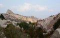 View of Uchisar from Pigeon Valley. Nevsehir province. Cappadocia. Turkey Royalty Free Stock Photo