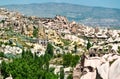 View of Uchisar from Pigeon Valley in Cappadocia, Turkey Royalty Free Stock Photo