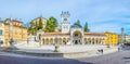 View of the Udine castle behind the piazza della liberta in Italy...IMAGE