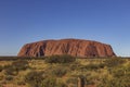 The view of Uluru or Ayers Rock in semi arid desert of Australia Red Centre.