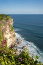 View of Uluwatu temple of top of the cliff, in Uluwatu, Bali, Indonesia, ocean landscape