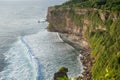 View of Uluwatu temple of top of the cliff, in Uluwatu, Bali, Indonesia, ocean landscape