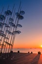 View of the Umbrellas sculpture in Thessaloniki Royalty Free Stock Photo