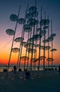 View of the Umbrellas sculpture  at the seafront of Thessaloniki Royalty Free Stock Photo