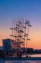 View of the Umbrellas sculpture in Thessaloniki Royalty Free Stock Photo