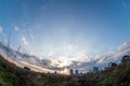 View of Umeda city with some plants during sunrise