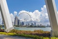 A view from under the Benjamin Sheares bridge across the Marina Bay in Singapore, Asia Royalty Free Stock Photo