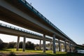 View from under the bridge over the Tietar river as it passes through La Bazagona Royalty Free Stock Photo