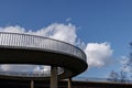 View under curvature concrete bridge.