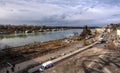 View from under Gazela Bridge, Belgrade, Serbia Royalty Free Stock Photo