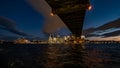 View from under Harbour Bridge towards Sydney Opera House at night Royalty Free Stock Photo