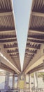 View under the new modern bridge. highway leading to the other side of the river Royalty Free Stock Photo