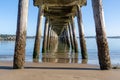 View under a pier in Winchester Bay, Oregon. Royalty Free Stock Photo